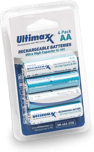 Miniatura 5 de Ultimaxx Cargador con baterías – Cargador de batería de 8 puertos con 4 pilas AA de 3150 mAh y 4 pilas AAA, 1100 mAh sin memoria, recargable, Ni-MH