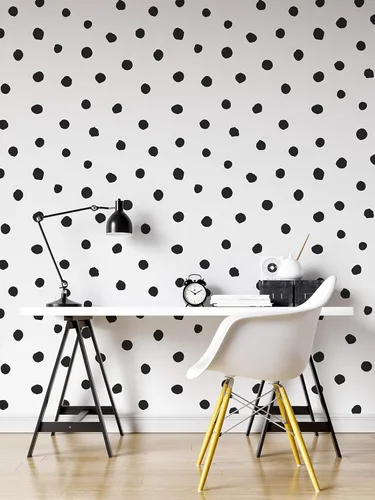 Miniatura 6 de Circle Polka Dots Pattern Peel and Stick Wallpaper Removable Wall Mural #6206 (108in Tall X 48in Wide, White Polka Dots)