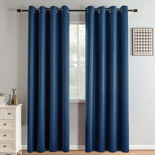 Miniatura 75 de IGEMAEVE Cortinas 100% opacas de 108 pulgadas de largo para dormitorio, juego de 2 paneles de cortinas opacas con bolsillo para barra y pestaña