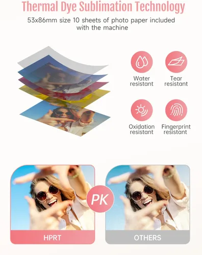 Miniatura 4 de HPRT CP2100 Impresora fotográfica portátil para iPhone, impresora de imágenes inalámbrica para smartphone, impresora de fotos móviles de 2 x 3