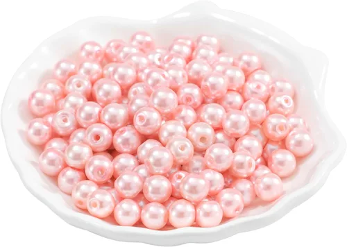 Miniatura 24 de 200 piezas de cuentas de perlas de cristal falsas redondas checas pequeñas con lustre satinado, cuentas separadoras sueltas a granel con agujeros