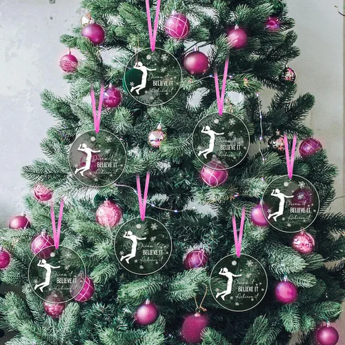 Miniatura 4 de 18 PIEZAS Adorno de Navidad de Voleibol Redondo de Acrílico Adorno Colgante de Jugador de Voleibol Adorno de Árbol de Navidad de Voleibol ¡Créelo!