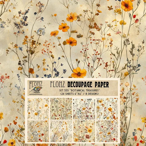 Miniatura 3 de Decoupage - Paquete de papel (24 hojas de 6 x 6 pulgadas) Floral Paradise in Blue # Papel de patrón de estilo vintage para decoupage, manualidades