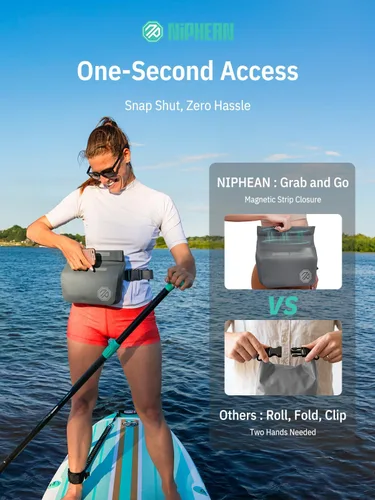 Miniatura 2 de niphean IPX7 - Bolso riñonera impermeable con cierre magnético de una mano, resistente bolsa seca para kayak, tabla de remo, accesorios esenciales