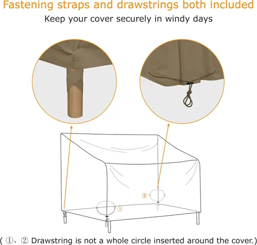 Miniatura 6 de SunPatio Fundas impermeables para sofá de patio, fundas resistentes para muebles de exterior, fundas de sofá biplaza con ventilación de aire/correas