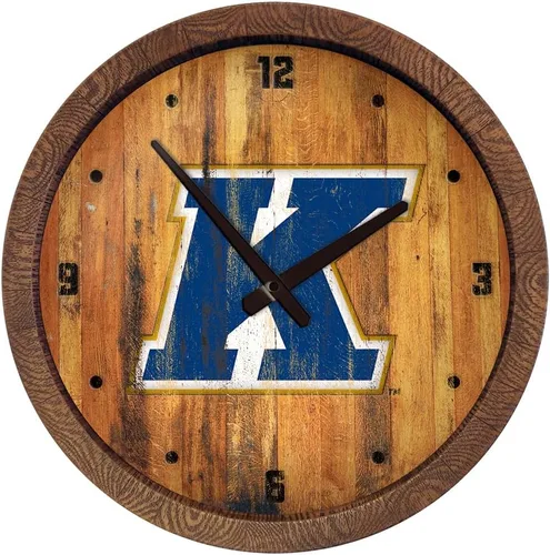 Miniatura 13 de The Fan-Brand NCAA Oklahoma Sooners: Reloj de pared con parte superior de barril de imitación para decoración de bar, decoración de fiesta