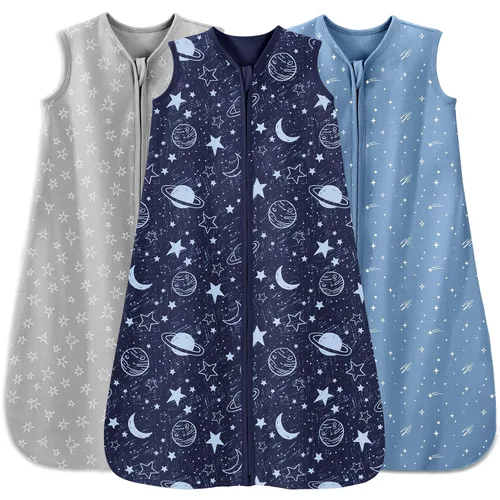 Miniatura 20 de Unnivoll - Saco de dormir para bebé de 18 a 24 meses, paquete de 3 unidades, 100 % de algodón, ligero, con un TOG de 0.5, manta portátil para bebé