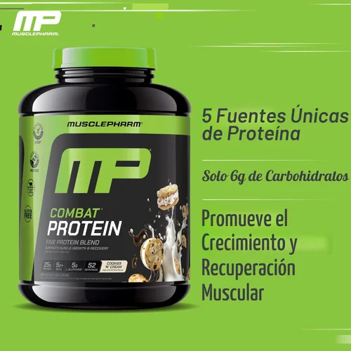 Miniatura 4 de MusclePharm Combat Proteína en polvo, sabor a galletas y crema, alimenta los músculos para entrenamientos productivos, 5 fuentes de proteína