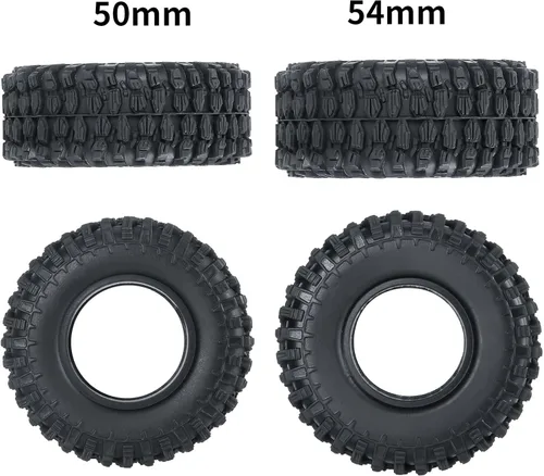 Miniatura 4 de SWX Neumáticos de oruga de 1.0 "4 piezas de neumáticos de goma micro para 1/24 RC Crawler Car Axial SCX24 90081 AXI00001 AXI00002 (1.969 in)