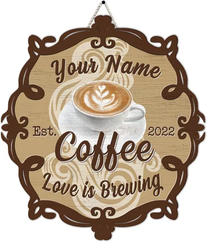 Miniatura 8 de Letrero de madera de barra de café personalizado, placa de pared para decoración de cocina, regalos personalizados para amantes del café, café 02