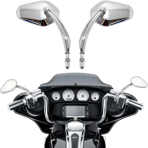 Miniatura 12 de DREAMIZER Espejos para motocicleta cromados compatibles con Harley Davidson - Espejo lateral mini en forma de lanza para Sportster 48, Road Glide