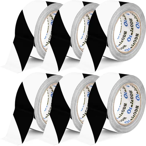 Cinta adhesiva de advertencia de seguridad de peligro, paquete de 6 unidades, 2 pulgadas x 36 yardas, cinta de precaución en blanco y negro, a