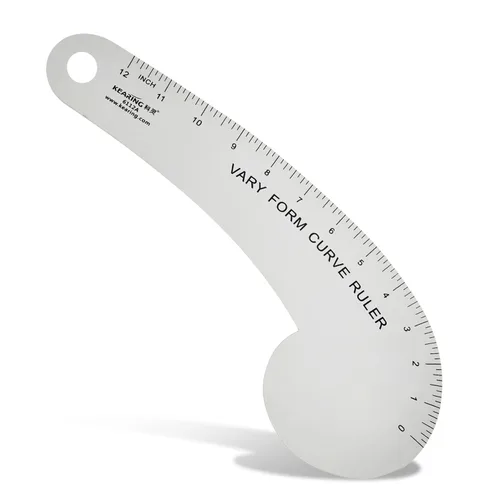 Kearing Vary Form - Regla curva francesa de 12 pulgadas para hacer patrones, regla curva de cadera de aluminio de aviación para medir la costura