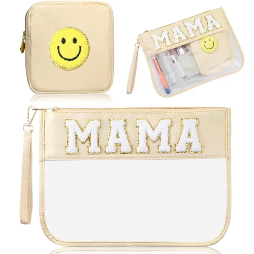 Miniatura 21 de Hillban Juego de 2 bolsas de bebé de chenilla, bolsas de letras de chenilla, bolsa de maquillaje, bolsa de viaje para bebé, impermeable, portátil