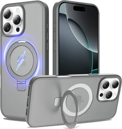 Miniatura 19 de Funda con soporte ultra magnético para iPhone 17 Pro Max [protección militar contra caídas] [compatible con MagSafe] a prueba de golpes, translúcida