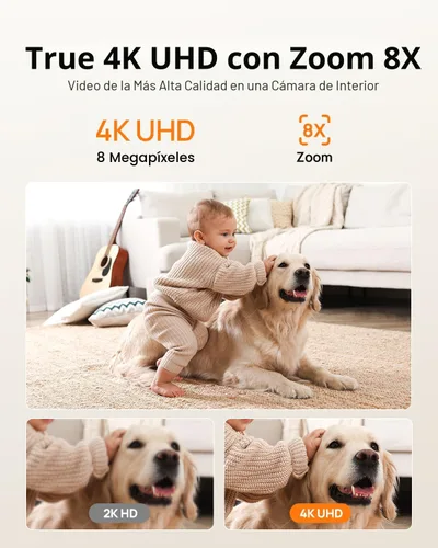 Miniatura 2 de Anona Cámara interior 4K UHD, cámara de seguridad para mascotas/perros/bebés con aplicación para teléfono, 360° paneo-inclinación, Wi-Fi 6 de doble