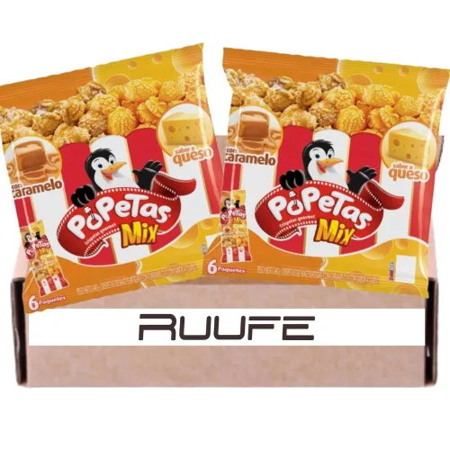 Popetas Bocadillos de palomitas de maíz (Pck de 2 - 6 unidades por paquete) Palomitas de maíz con caramelo y queso Popetas Colombiana Snack