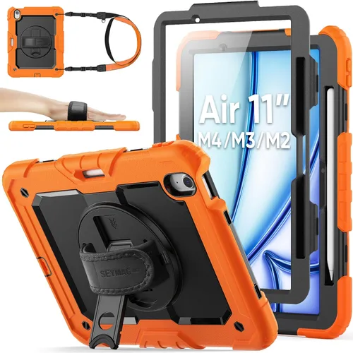 Miniatura 14 de SEYMAC stock Funda protectora para iPad Air de 11 pulgadas M3 2025/M2 2024 (Air 7ª/6ª generación), funda resistente con protector de pantalla