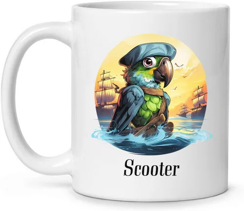 Miniatura 21 de Tazas de café blancas coloridas personalizadas de loro de 11 oz 15 onzas regalo para los amantes de los loros, regalos de taza de viaje de loro