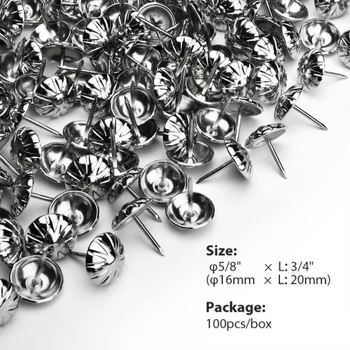 Miniatura 5 de Tachuelas de tapicería para muebles, clavos de tapicería vintage de 5/8 pulgadas, 100 tachuelas de muebles resistentes para tapicería, clavos