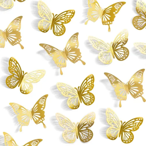 Miniatura 8 de Decoraciones de Mariposas Negras de Halloween para Pared, 48 Piezas 2 Estilos 3 Tamaños Pegatinas de Mariposas para Decoración Superior de Pasteles