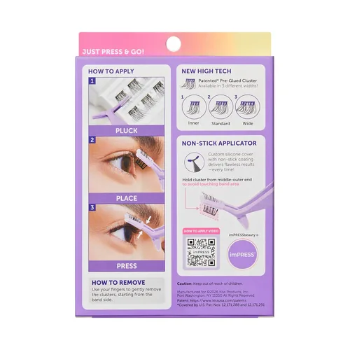 Miniatura 9 de KISS imPRESS Falsies Pestañas Autoadhesivas, Pestañas de Aplicación, Pestañas de Volumen Glamorosas de 0.47 a 0.55 pulgadas, Negro, No Necesita