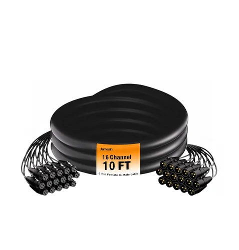 Miniatura 9 de Jamesin Cables XLR de 4 canales de 6 pies macho a hembra, cable de serpiente con etiqueta digital y cable de audio de micrófono codificado por