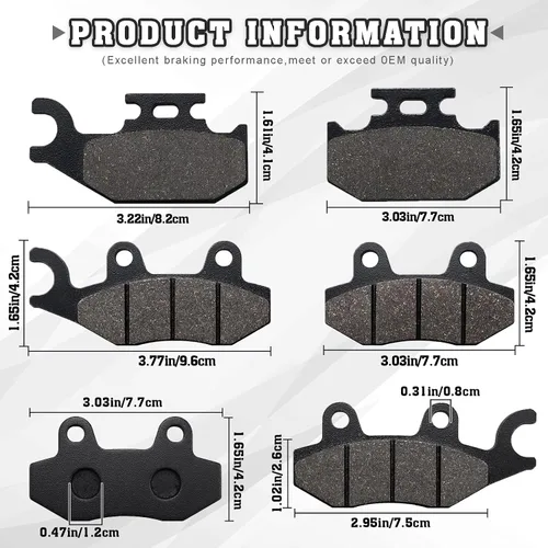 Miniatura 3 de Pastillas de freno Kabing delanteras y traseras para Yamaha Rhino 660 YXR660 4x4 2004-2007 Rhino 450 YXR450 4x4 2006-2009 Raptor 700 700R YFM700