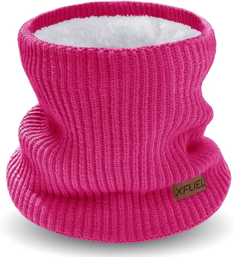 Miniatura 22 de Calentador de cuello para niños, polaina de cuello de invierno tejida, bufanda infinita con forro polar para niños y niñas, máscara de esquí