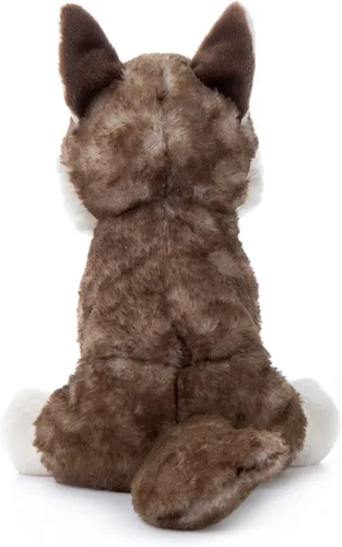 Miniatura 2 de The Petting Zoo Peluche de lobo de madera, regalos para niños, animales salvajes del zoológico Onez, juguete de peluche de lobo de madera sentado
