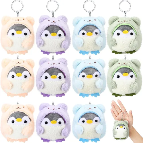 Miniatura 10 de Kasyat 12 llaveros de pingüino de peluche a granel para el día de la madre, lindos juguetes pequeños para bebé, muñequera, bolsa colgante, regalo