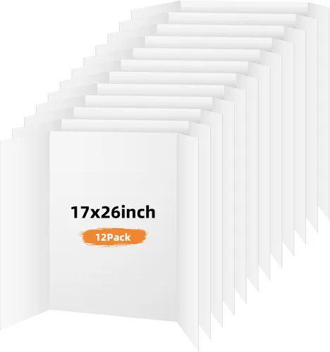 Miniatura 13 de Paquete de 4 tableros trípticos para póster, tablero de presentación blanco de 36x48 pulgadas, tablero de exhibición portátil para feria