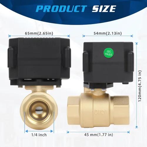 Miniatura 7 de Válvula de Bola Motorizada de Latón de 1/2" - Válvula de Agua Eléctrica de 2 Cables con Retorno Automático, Válvula de Bola Automática de 9-24V