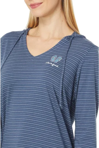 Miniatura 3 de Life is Good Long Sleeve Crusher-Lite Striped Hooded Tee