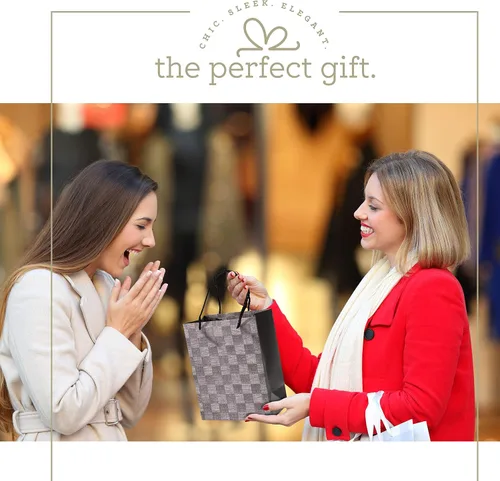 Miniatura 5 de Hammont Bolsas de regalo de boda para dama de honor, recuerdos de fiesta de diseño a cuadros, paquete de 12 bolsas de regalo estampadas con papel