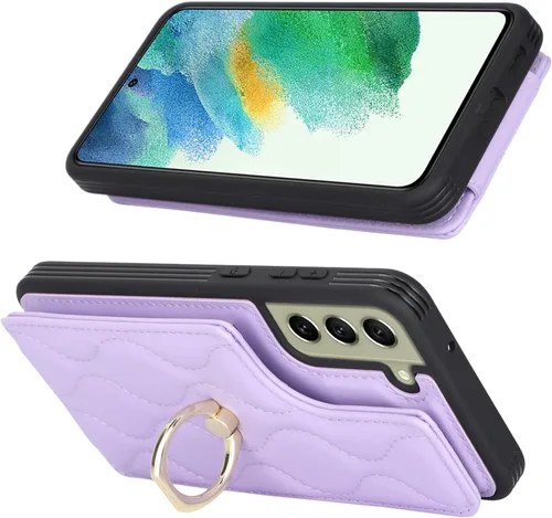 Miniatura 4 de Lipvina Funda para Samsung Galaxy S22 5G con tarjetero para mujer, tarjetero de crédito, soporte de anillo de soporte, funda tipo cartera