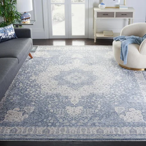 Miniatura 11 de SAFAVIEH Winston Collection - Alfombra de pasillo, 2 pies 2 pulgadas x 8 pies, color azul y crema, diseño envejecido, no desprende pelusa y de fácil