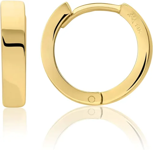 Aretes de aro de oro de 14 quilates, minimalistas, pequeños, simples, finos, para mujeres y hombres, pulido con bisagras planas