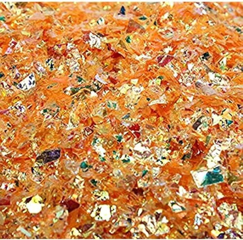 Copos de hielo iridiscentes de color naranja dorado con purpurina para arte de uñas, poliéster holográfico ligero, 311-4373, 1/2 oz (14 gramos)