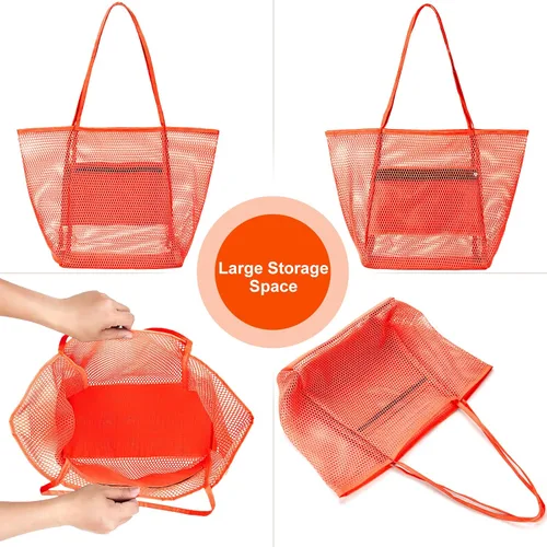 Miniatura 5 de Bolsa grande de malla de playa para 4 toallas, bolsa grande actualizada.