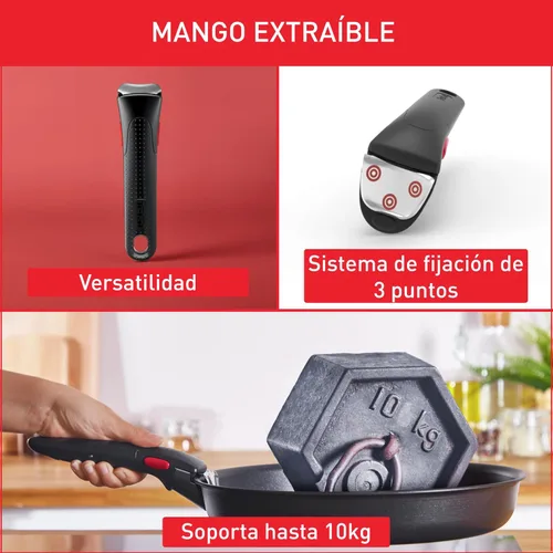 Miniatura 4 de Tefal Ingenio L9863302 - Mango extraíble con cierre de seguridad de 3 puntos, color negro