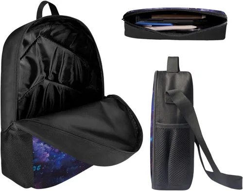 Miniatura 124 de HUGS IDEA Juego de 3 bolsas escolares con aislamiento térmico para el almuerzo, estuche para lápices