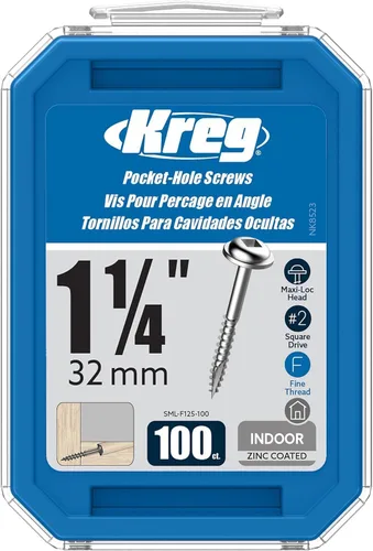 Miniatura 6 de Kreg SML-F125-100 tornillos de agujero ciego fino con cabeza arandela #7 de 1-14 pulgadas, 100