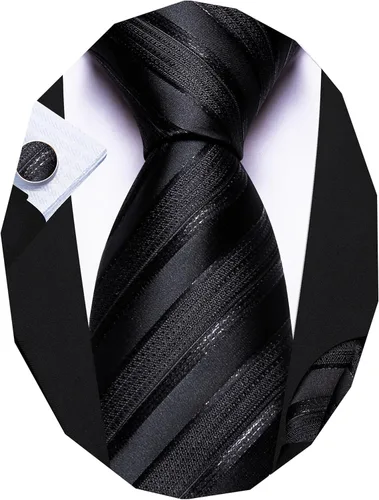 Miniatura 225 de Barry.Wang Juego de corbatas para hombre, corbata de seda a rayas, tejido a cuadros, gemelos formales, negocios, boda