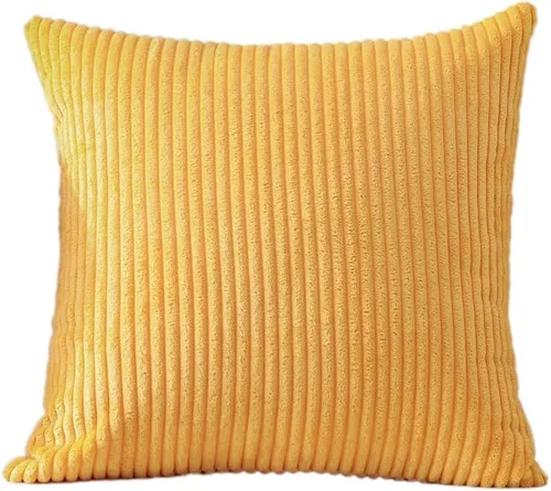 Miniatura 9 de Artscope Fundas de Almohada de Pana a Rayas Acogedoras Súper Suaves Decorativas Cuadradas Fundas de Almohada Fundas de Cojín para Sofá Sofá Amarillo