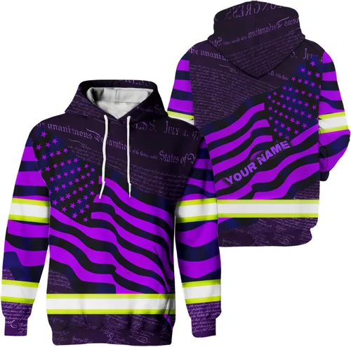 Miniatura 31 de Sudadera con capucha de alta visibilidad con la bandera de Estados Unidos para hombre, sudadera con capucha reflectante de seguridad