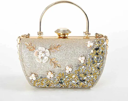 Miniatura 3 de Bolso de mano de noche brillante para mujer, con purpurina brillante y diamantes de imitación para boda, fiesta de graduación