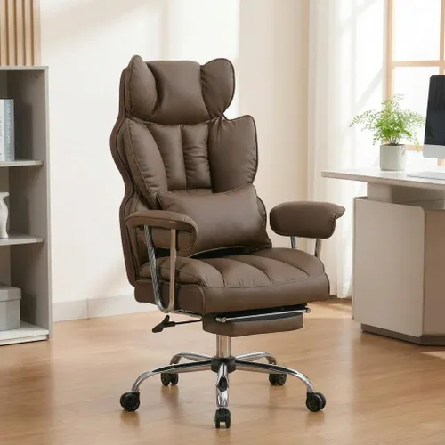 Miniatura 13 de Silla de oficina grande y alta de 400 libras, silla de escritorio ejecutiva resistente con reposapiés, silla ergonómica de piel sintética con Blanco