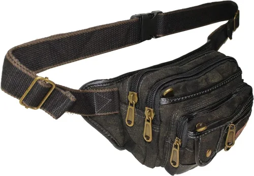 Miniatura 5 de Riñonera al aire libre Riñonera de lona Denim 5XL Cinturón de cintura para hombres y mujeres Bolsa de cadera, negro 1106L, Extragrande, Riñonera