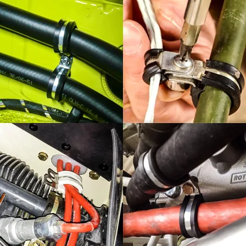 Miniatura 2 de Abrazadera de acero inoxidable con recubrimiento de goma, para instalación de cables, tubos suave y de acero